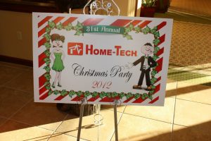 home-tech holiday party sign