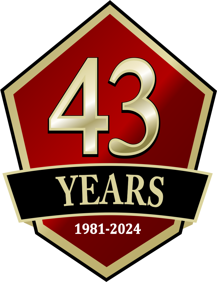 43 Year Logo Maroon and Gold