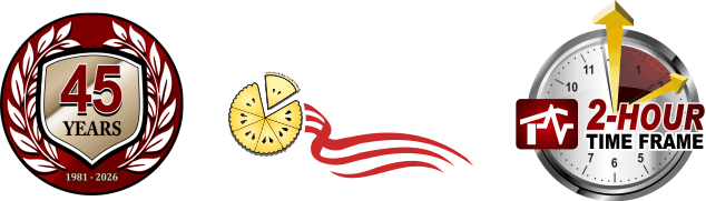 45 years employee owned and 2 hr time frame logo